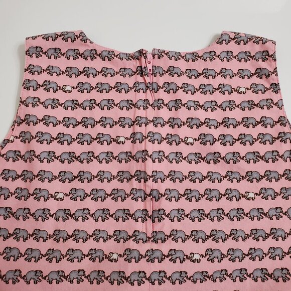 JIM THOMPSON Girls Elephant Dress XL Sleeveless Pink Bows Pockets Cotton - Picture 9 of 13